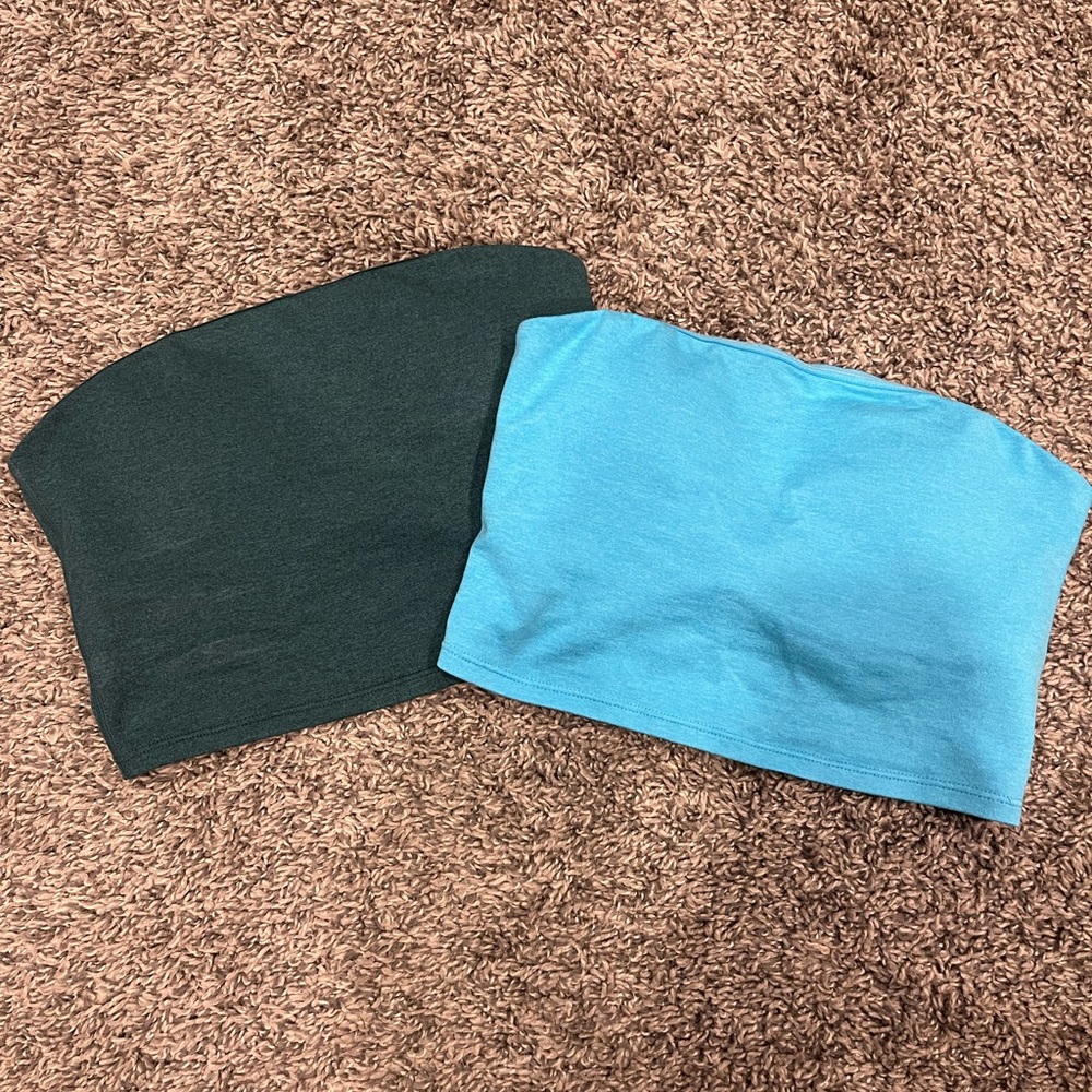 P’tula green and blue bandeau tops